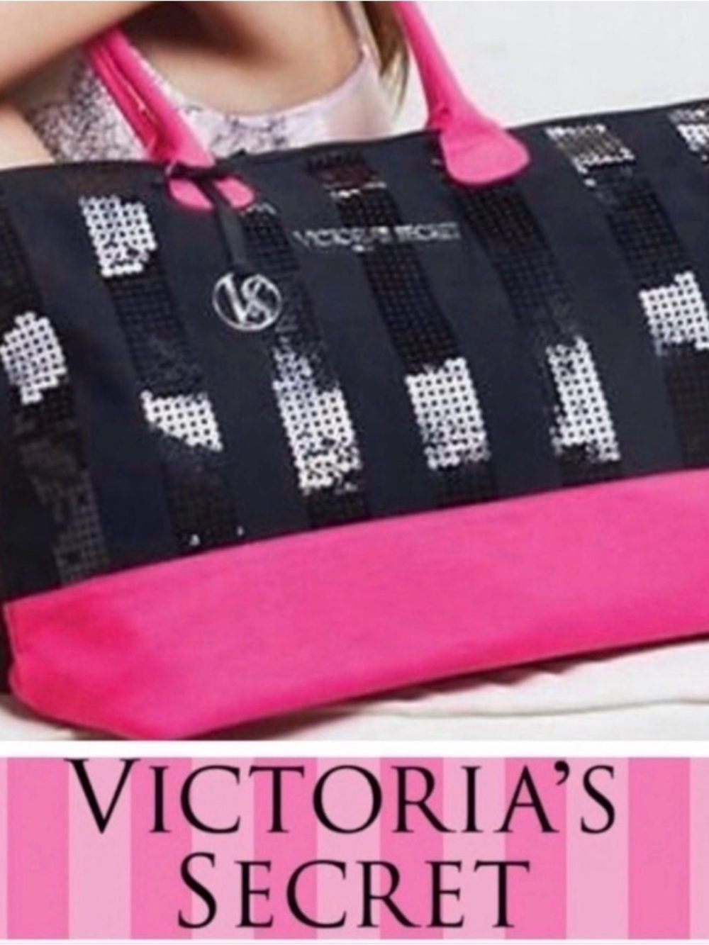 Victorias Secret 💗 Sequin Tote 🖤Pink Weekend Bag
